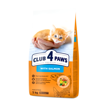 CLUB 4 PAWS PREMIUM FOR KITTENS «WITH SALMON». СOMPLETE DRY PET FOOD